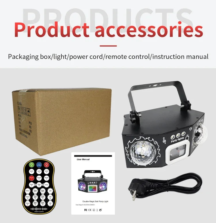 DJ Disco Laser Projection Strobe Light Party Lights Voice Remote Control for Halloween Birthday Party Family Carnival Decoration