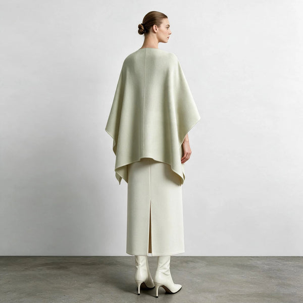 Amii Double-Faced Wool Coat Dolman Cape V-Neck Belted Oversized Minimalist Commuter 2026 Winter Women Coats 12654017