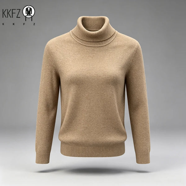 New Arrival Mens Turtleneck Knit Sweater Thick Soft Fine Knit Material Slim Cut Long Sleeve Autumn Winter Outer Tops