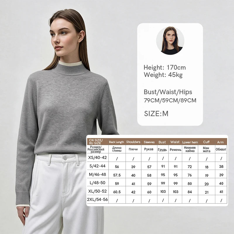 Amii Women's Turtleneck Sweater Faux Layered Color Block Minimalist Casual Knit Tops Woman Autumn Pullovers Sweaters 12623086