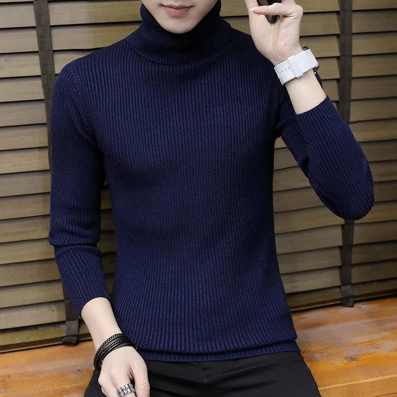 2026 New Men's Burgundy High-Neck Sweater, Winter Black Thermal Pullover Sweaters, Available in Blue, White, Yellow, Green, Gray