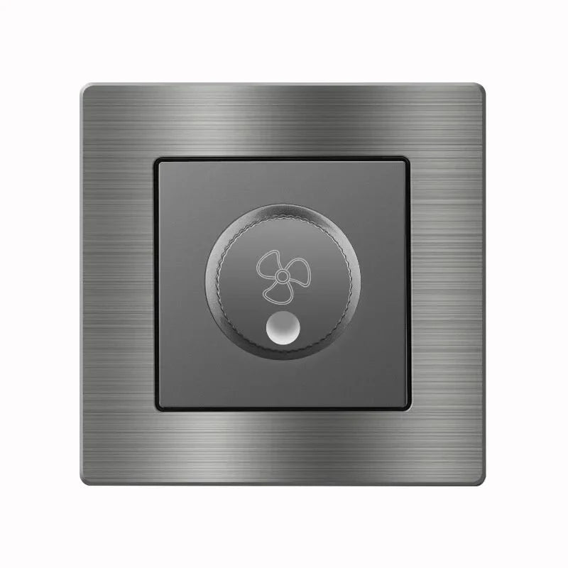 Metal grey Eu wall light switch,Stainless steel universal usb rechargeable electrical socket,220V dimmer speed control switch