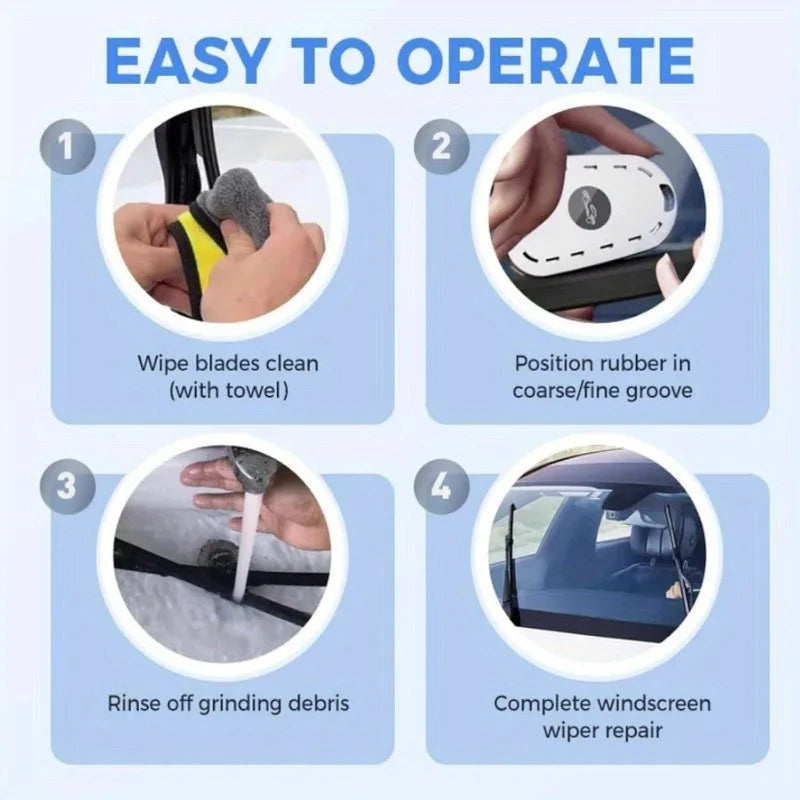 1pc Portable Car Wiper Repair Tool & Polisher - Handheld Rain Wipe for Quick Fix of Dirt, Bird Droppings, Water, Bug Residue.