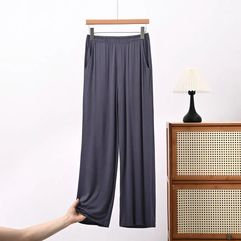 Thin Pajamas Pants Summer Lounge Bottoms Soft Home Trousers XL-8XL Large Sleeping Pants Solid Color Sleepwear Pants for Women