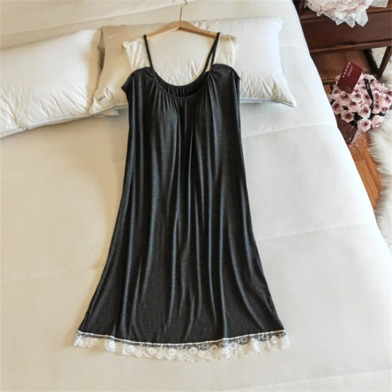 Women's Nightgown New Summer Sleeveless Pajamas Dress Nightie Chest Cup Night Dress Woman Nightwear Homewear Sleep Dress Ladies