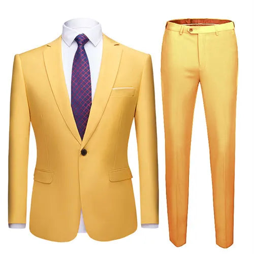 Men's Dark Green Suit Two-Piece, Asian Sizes Slim Dress Jacket and Pants,Wedding / Party Blazer Coat+Trousers Red Blue Black
