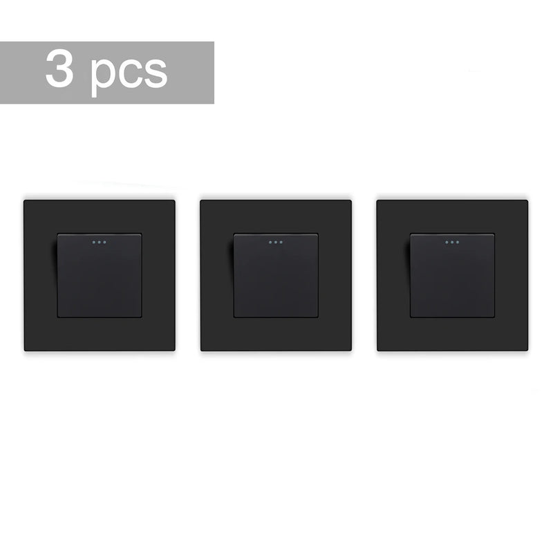 BSEED 3Packs 1Gang 3Way Mechanical Button Light Switch Intermediate Switch Plastic Frame Wall Light Cross Switch 10A 250V