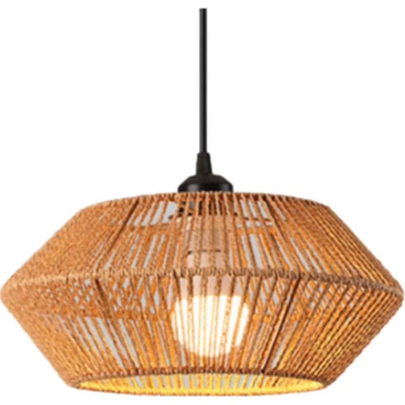 32CM Boho Rattan Pendant Light Wicker Chandeliers Woven Lampshade Ceiling Hanging Lights for Living Room Bedroom Hallway E27