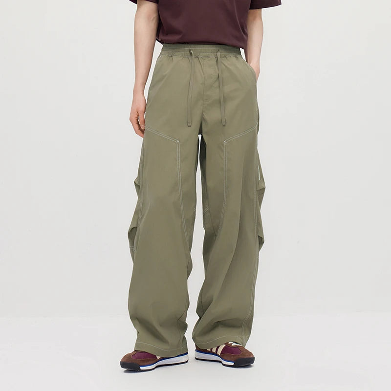 Semir Men Pants Cool Color Block Loose Wide Leg Casual Long Pants 2026 Summer Trendy Style