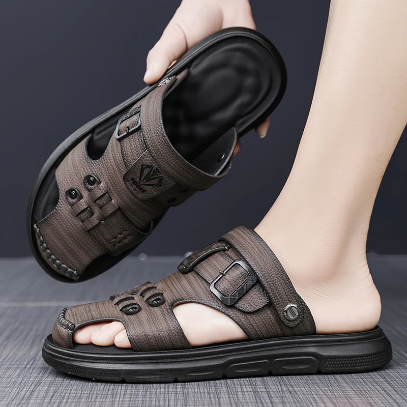 Men's high-quality Baotou casual sandals summer breathable soft-sole outdoor waterproof beach shoes youth dual-purpose slippers