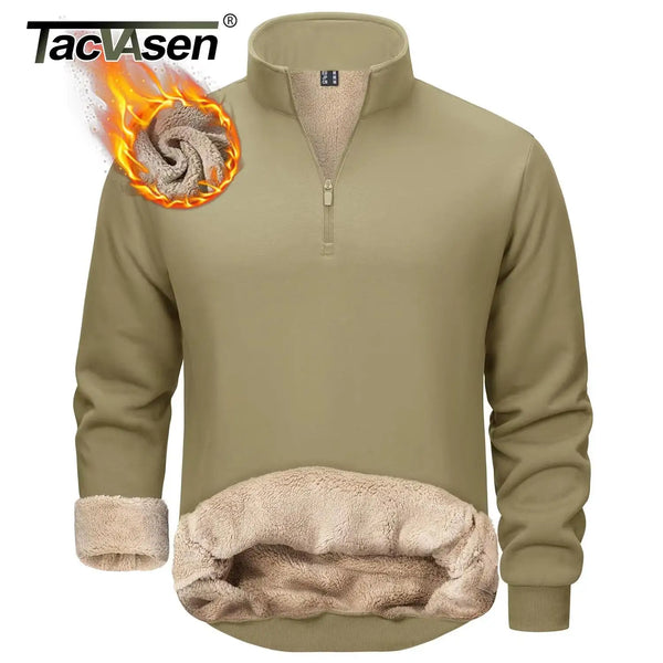 TACVASEN Mens Turtleneck Fleece Sweatshirts Casual Quarter Zip Sherpa Lined Sweatshirt Running Sports Hoodie Pullovers Tops Male