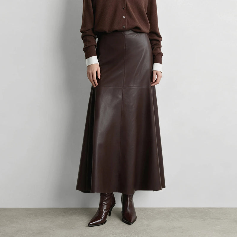 Amii Women's Elegant Long Mermaid Skirt Business Casual Faux Leather Straight Pencil Skirt Office Winter 2026 Fashion 12654001