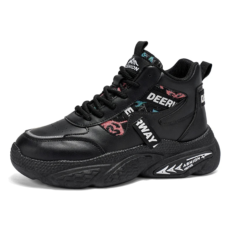 Mens Walking Shoes 2025 New High Top Thick Sole Anti Slip Comfortable Outdoor Casual Sneakers Trendy Skateboard Shoes for Men