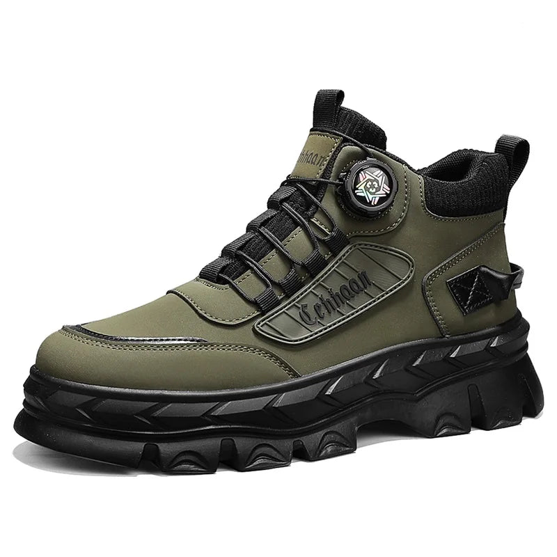 Mens High Top Boots 2025 Autumn New Thick Sole Leather Retro Style Work Boots Comfort Wear-resistant Outdoor Casual Ankle Boots