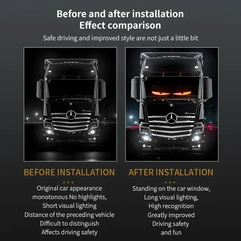 Truck Devil Eye LED Matrix Pixel Panel Soft Foldable APP&Remote Control Lighting Graffiti Scrolling Stickup TextLight Windshield