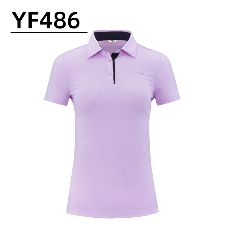 Summer Women Golf Short Sleeved T Shirts Ladies Sports Slim Clothes Quick Dry Breathable Tennis Clothing YF486