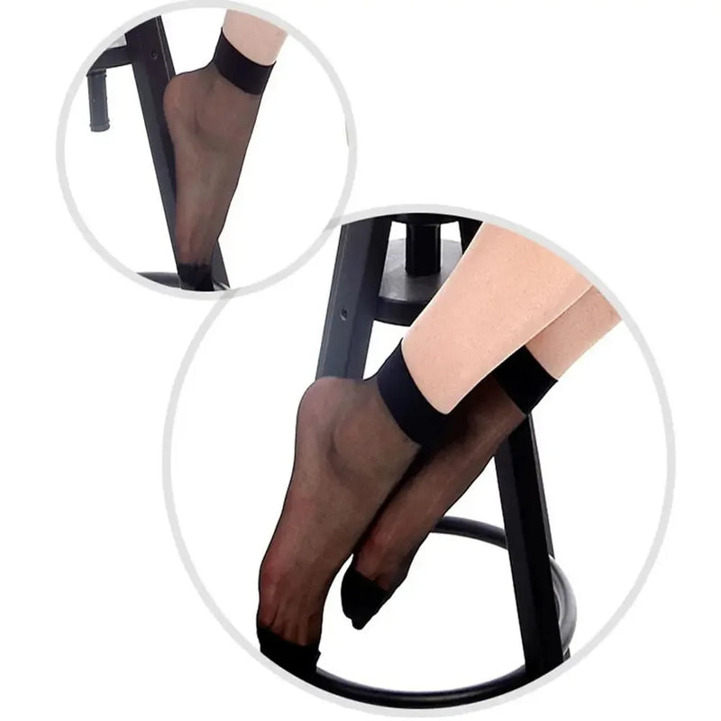 Women's Summer Anti-Hook Silk Short Stockings Transparent Core Wrapped Small Chili Design for Fashionable Legwear
