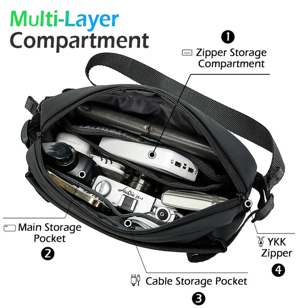 BANGE Fashion Casual Lightweight Men's Sling Shoulder Bags Waterproof Daily Business Travel Crossbody Chest Bag for Men