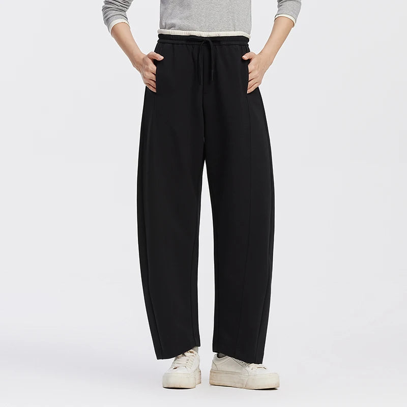 Semir Women Loose Pants Contrast Curved Barrel Leg Loose Sport Style Casual Autumn Trousers Urban Daily Wear 2026