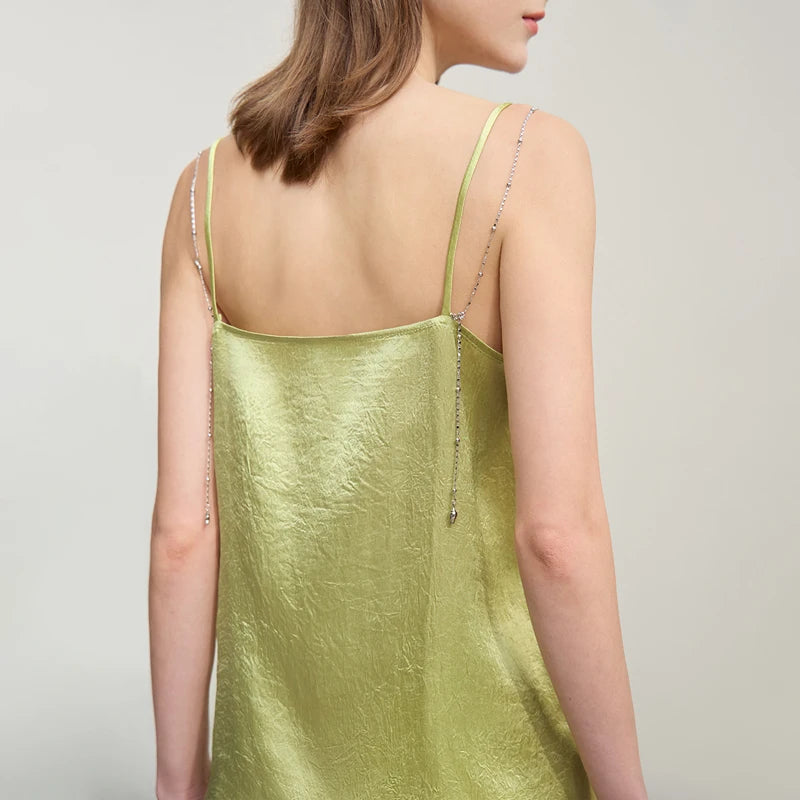 អាវក្រៅ Amii Casual Cami សម្រាប់ស្ត្រី រដូវក្តៅ ឆ្នាំ២០២៦ អាវក្រៅខ្សែសង្វាក់ថ្មី ដៃខ្លី សាមញ្ញ ត្រង់ អាវក្រៅស្ត្រី Acetate Strap Spaghetti Strap Tank 12641045