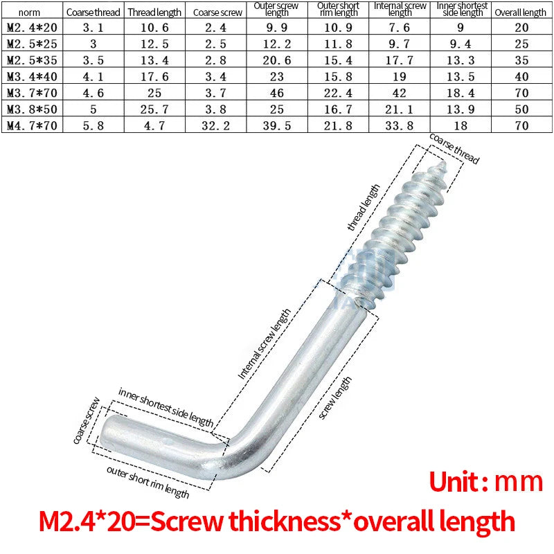 20/10Pcs Screw-In Cup Hook Picture Frame Plant Lamp Light Net Wire Eye Bolt Screw in Spiral Hanger L Cup Hook Kitchen Tool