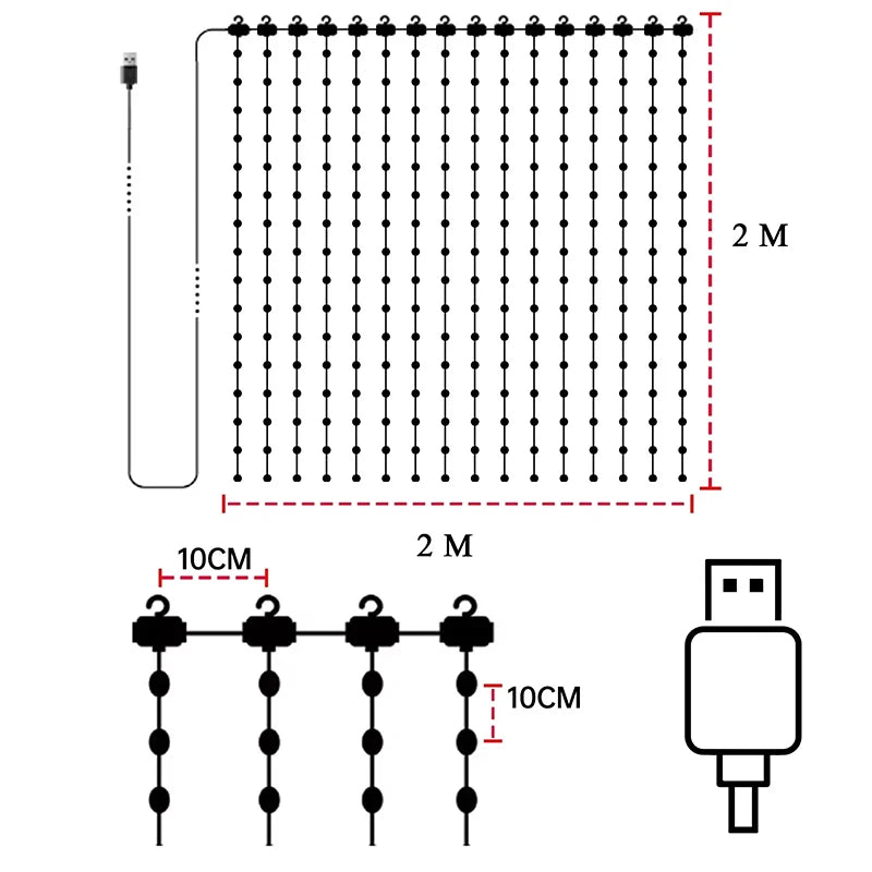 Smart Curtain Lights 400LEDs RGB Fairy Lights Bluetooth App LED String Remote Control DIY Music Sync Window Bedroom Party Decor
