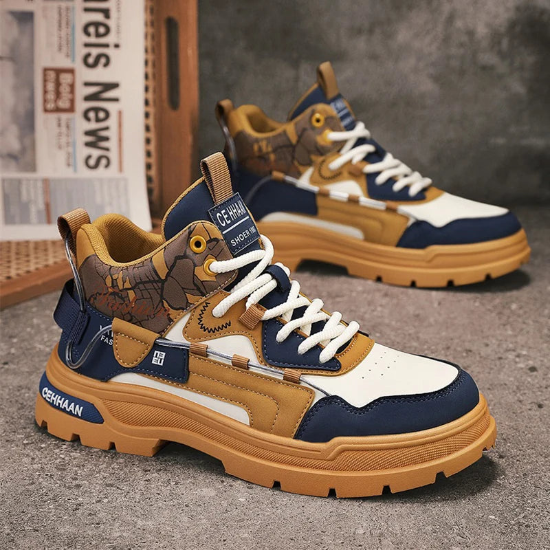 Mens Sports Shoes 2025 Autumn Winter New High Top Fashion Color Blocking Design Wear-resistant Snug Sports Mens Short Boots