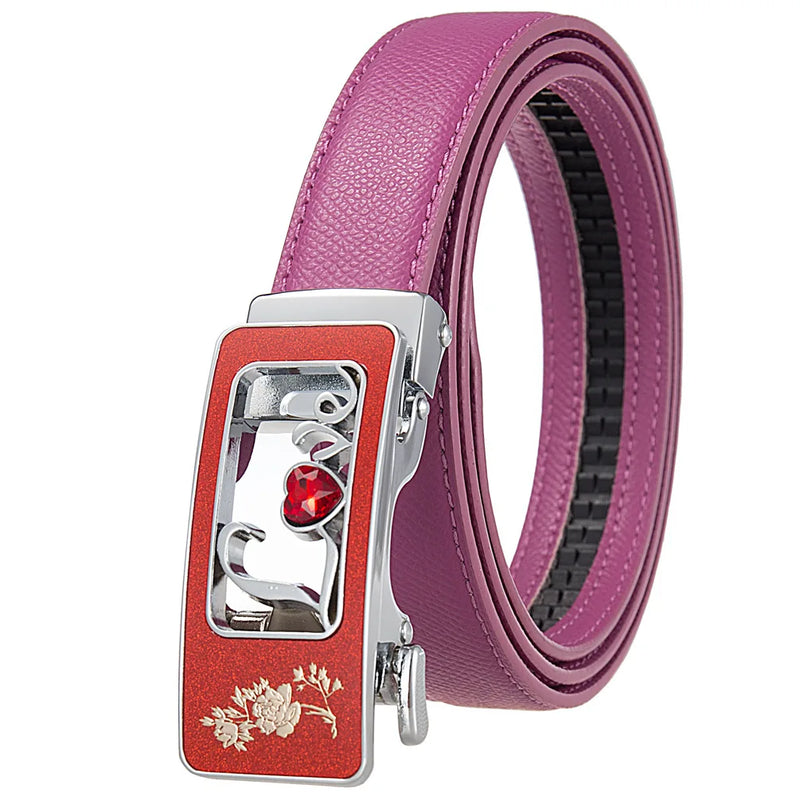 Women's Red Belt, Fashion Casual PU Belts, Purple Blue Gray Khaki Optional, 105cm Length