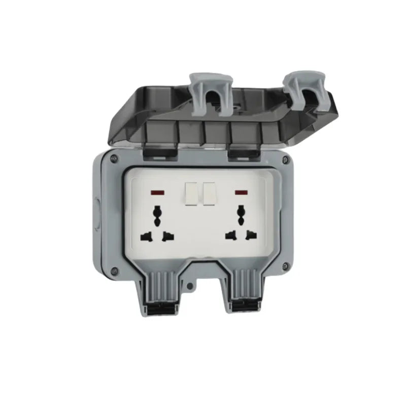 American 110v IP66 Waterproof Dual Socket with Switch, Universal Us Plug Outdoor Waterproof Charging Industrial Single Socket