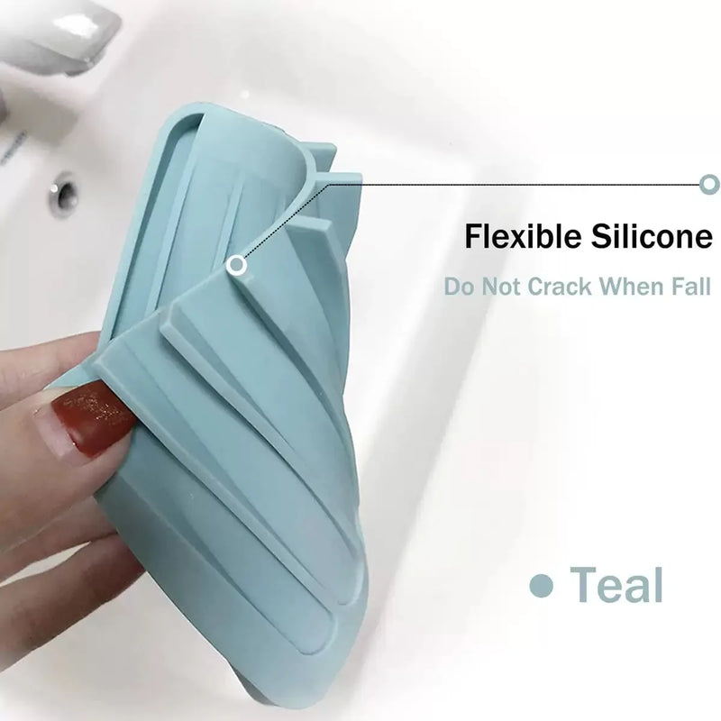 Creative Silicone Soap Box for Bathroom And Kitchen with Self-Draining Design No Water Accumulation