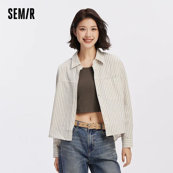 អាវ Semir សម្រាប់នារី អាវធំ កមូល អាវកាក់ខ្លីពីរដុំ រចនាប័ទ្មអ្នកធ្វើដំណើរក្នុងទីក្រុង ស្លៀកប្រចាំថ្ងៃ ឆ្នាំ២០២៦