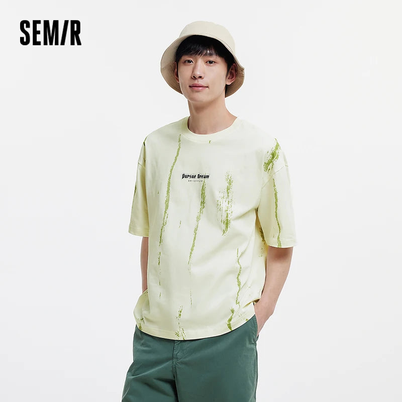 Semir Mens Tshirt 2026 All Over Printed Loose Crew Neck Knitted Pure Cotton Fashion Design Casual