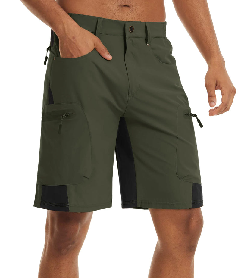 TACVASEN Men Summer Outdoor Shorts Quick Dry Knee Length Hiking Fishing Running Shorts Lightweight Multi-Pockets Workout Shorts