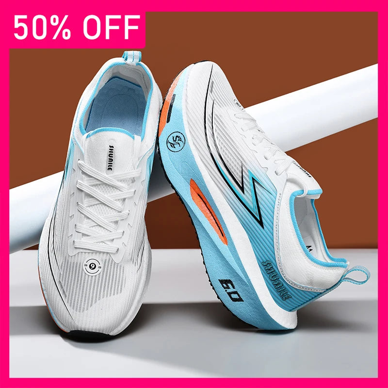 Unisex Sneakers High Quality Mesh Breathable Marathon Light Outdoor Training Shoes Thick Soled Damping Anti Slip Running Shoes
