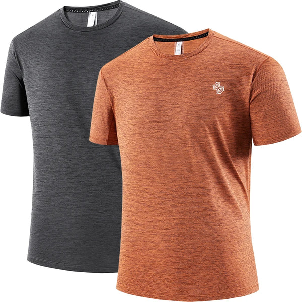 2pcs Quick Drying Men's Running T-shirt Fitness Sports T Shirt Gym Training Tees Breathable Jogging Casual Sportswear Unisex Top