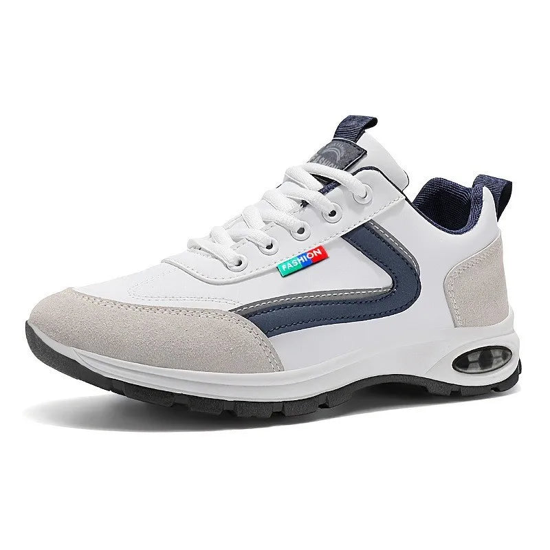 Mens Running Shoes 2025 New Splicing Leather Suede Cushioning Fashion Plus Size Comfortable Breathable Sports Leisure Shoes