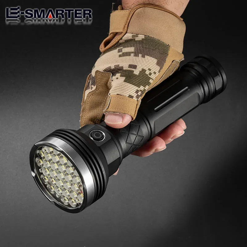 ពិល LED ថាមពលខ្ពស់ ពិលភ្លឺខ្លាំង ពិលចម្ងាយឆ្ងាយ អាចសាកបានដោយ USB ចង្កៀងដៃយុទ្ធសាស្ត្រដ៏មានអានុភាព ចង្កៀងបោះតង់