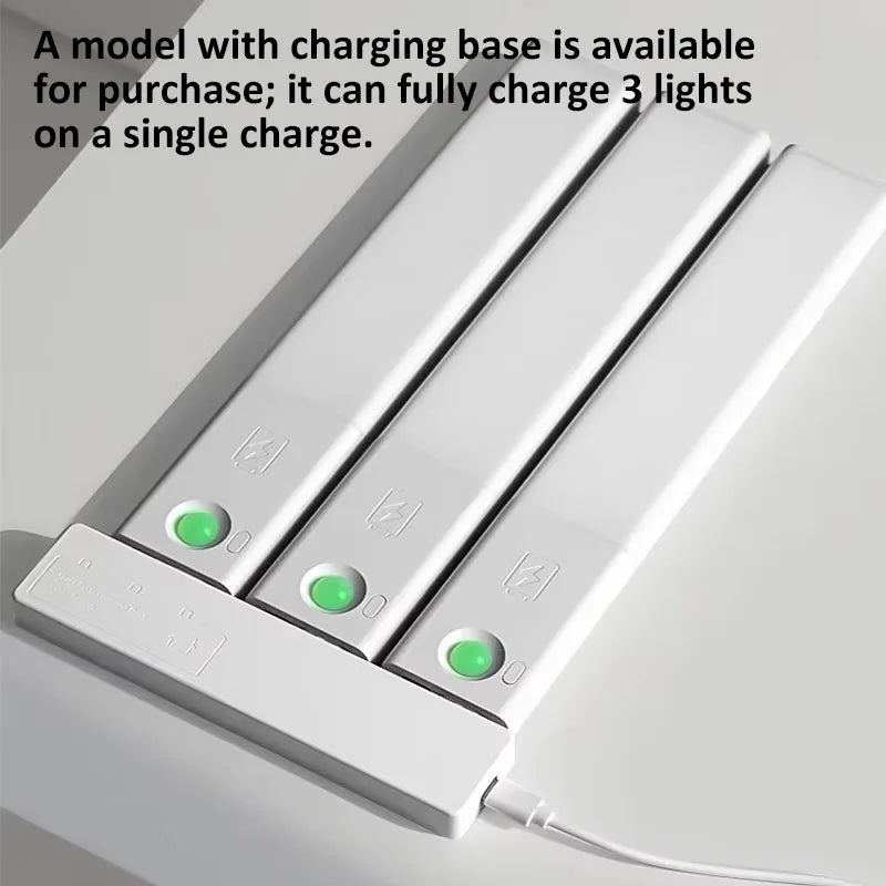 1/3pcs LED Night Light with Charging Station Dimmer USB Rechargeable Motion Sensor Under Cabinet Lights Wireless Stairs Lamp