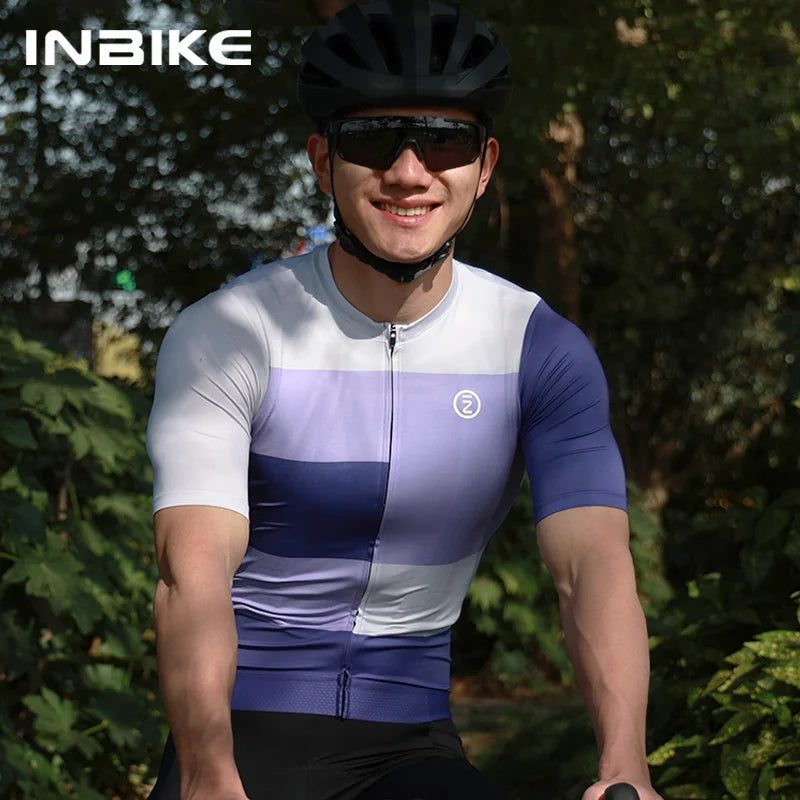 INBIKE Summer Men's Cycling Short Sleeve Bike Biking Clothing Breathable MTB Jersey for Men Breathable Bicycle Shirts Quick Dry