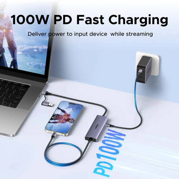 UGREEN Type C USB-C HDMI Video Capture Card with HDMI Zero-Latency Pass-Through, 100W PD Charging, 4K@30Hz Recording, Streaming