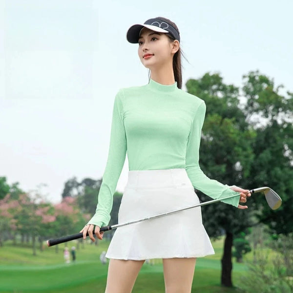 Women Golf Long Sleeved T-shirt Spring  Summer Sun Protection High Neck Base Shirt Top YF783