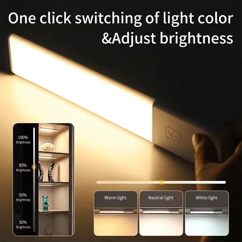 1/3pcs LED Night Light with Charging Station Dimmer USB Rechargeable Motion Sensor Under Cabinet Lights Wireless Stairs Lamp