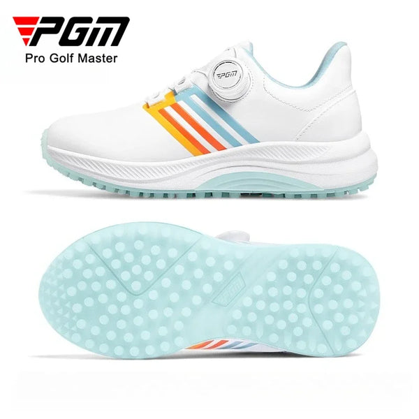 PGM Children's Golf Shoes for Teenagers Waterproof Anti Slip Wear-resistant Girls' Knob Shoelaces Boys' Sports Sneakers XZ427