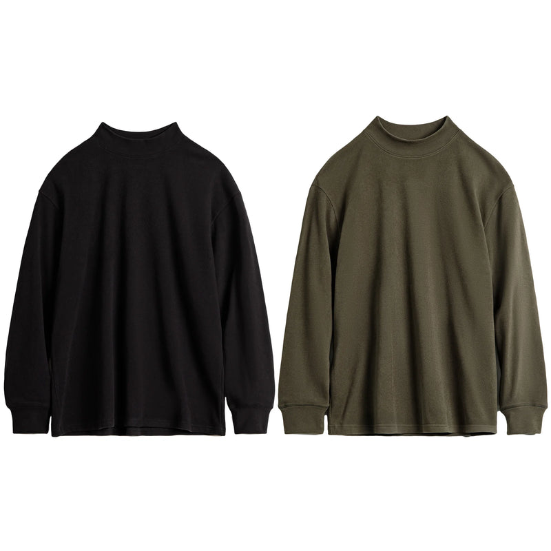 Maden Men's High Neck Warm Long Sleeve T-shirt Antibacterial Thermal Underwear Thickened Fleece Anti-Static Tops for Winter