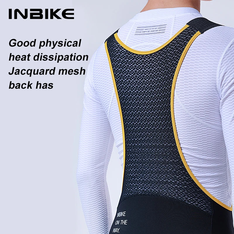 INBIKE Winter Thermal Cycling Bib Pants for Men Professional Padding Fleece Lined Bicycle Tights for Cold Weather Road MTB Pants