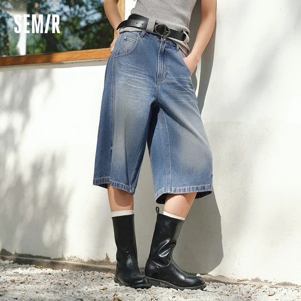ខោ Semir សម្រាប់នារី ខោ Denim រលុងបែប Vintage ស្លៀករដូវក្តៅឆ្នាំ ២០២៦ រលុង សមល្មម ប្រវែងជង្គង់