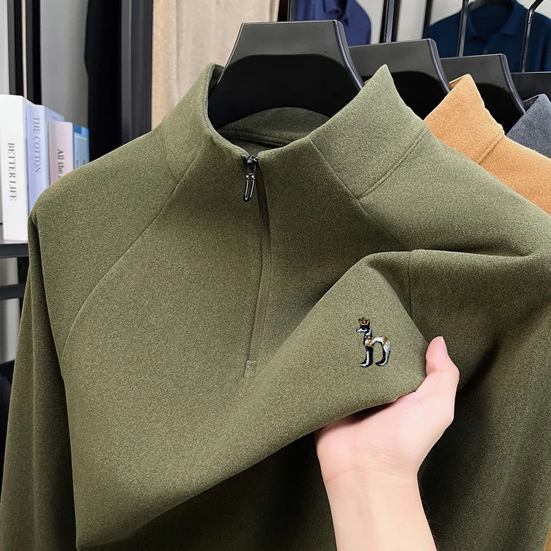 Quality Fashion Man Long-Sleeved T-Shirt Half-Zip Mock Neck Printing Spring Hot-Selling Long Sleeves Trend Leisure Men'sClothing