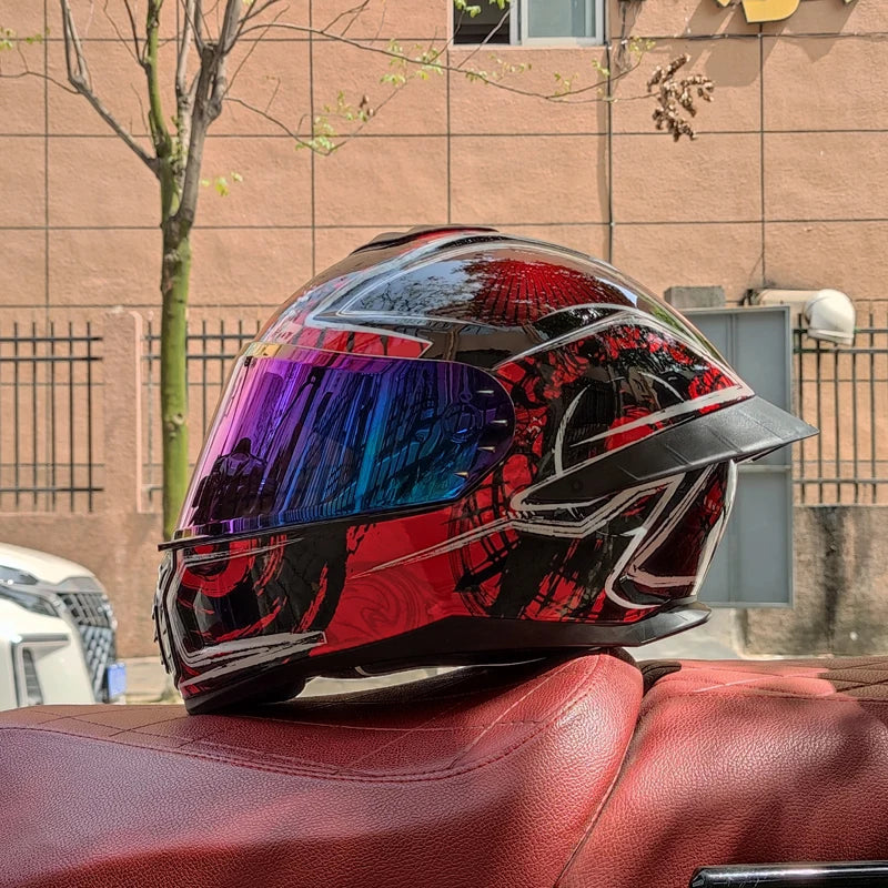 Virtue Motorcycle Helmet Men and Women Summer DOT Anti-fog ECE Helmet Full Cover Four Seasons Universal Winter Warm Personality