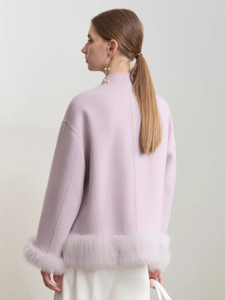 Amii Women's Coat 2026 Winter New Chinese Style Warm Woolen Jacket Woman Stand-up Collar Solid Wool Long Sleeves Coats 12444083