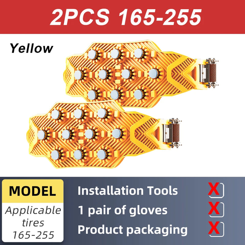 SEAMETAL Universal Car Snow Tire Chains Quick Install TPU Anti-Slip Ice Mud Studded Chains for Sedan SUV Winter Safe Driving